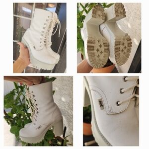 White ROC Platform Lace-Up Boots